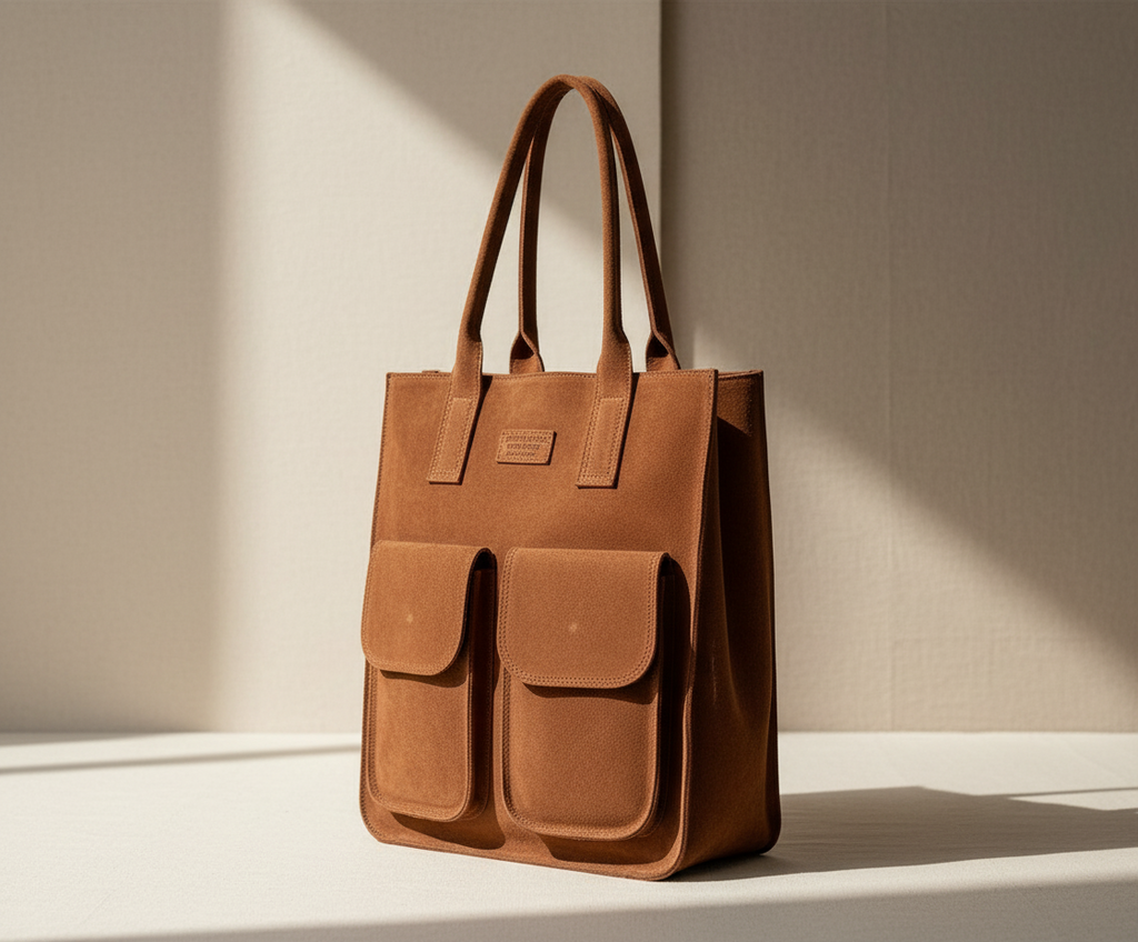 Porta Romana Bag –  Ampia Shopper (Cammello) in pelle scamosciata Made in Italy