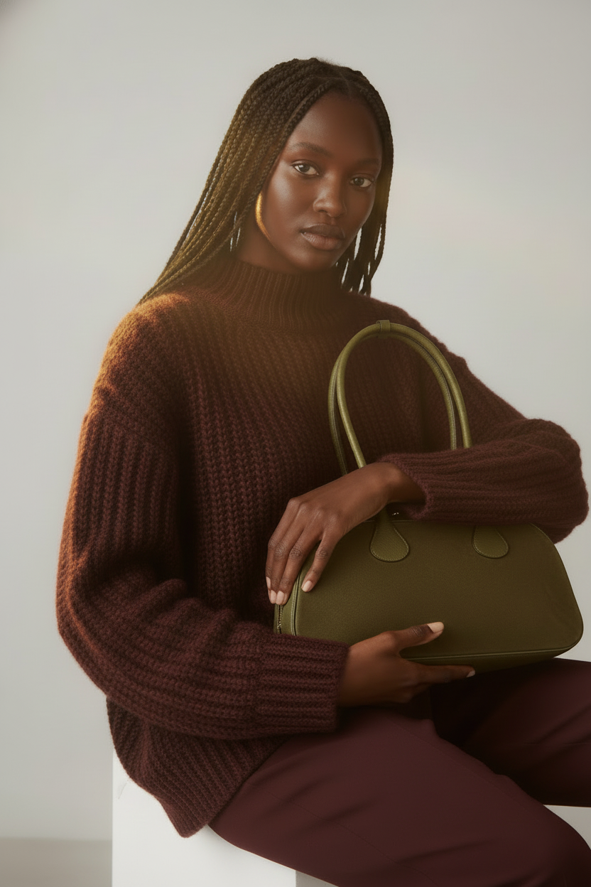 Mood Audace – Shoulder bag (Verde militare) in pelle e camoscio dal carattere deciso