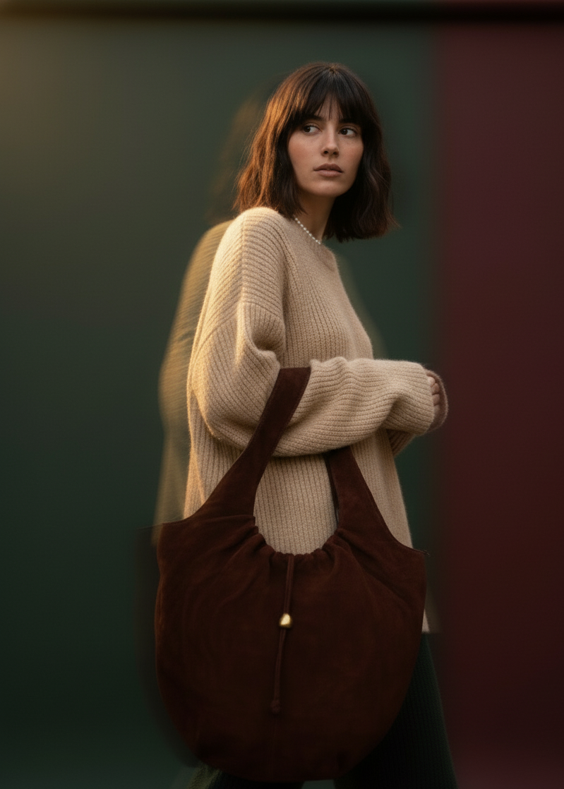 Mood BRERA – Shopper ovale (Bordeaux) di stile - Made in Italy