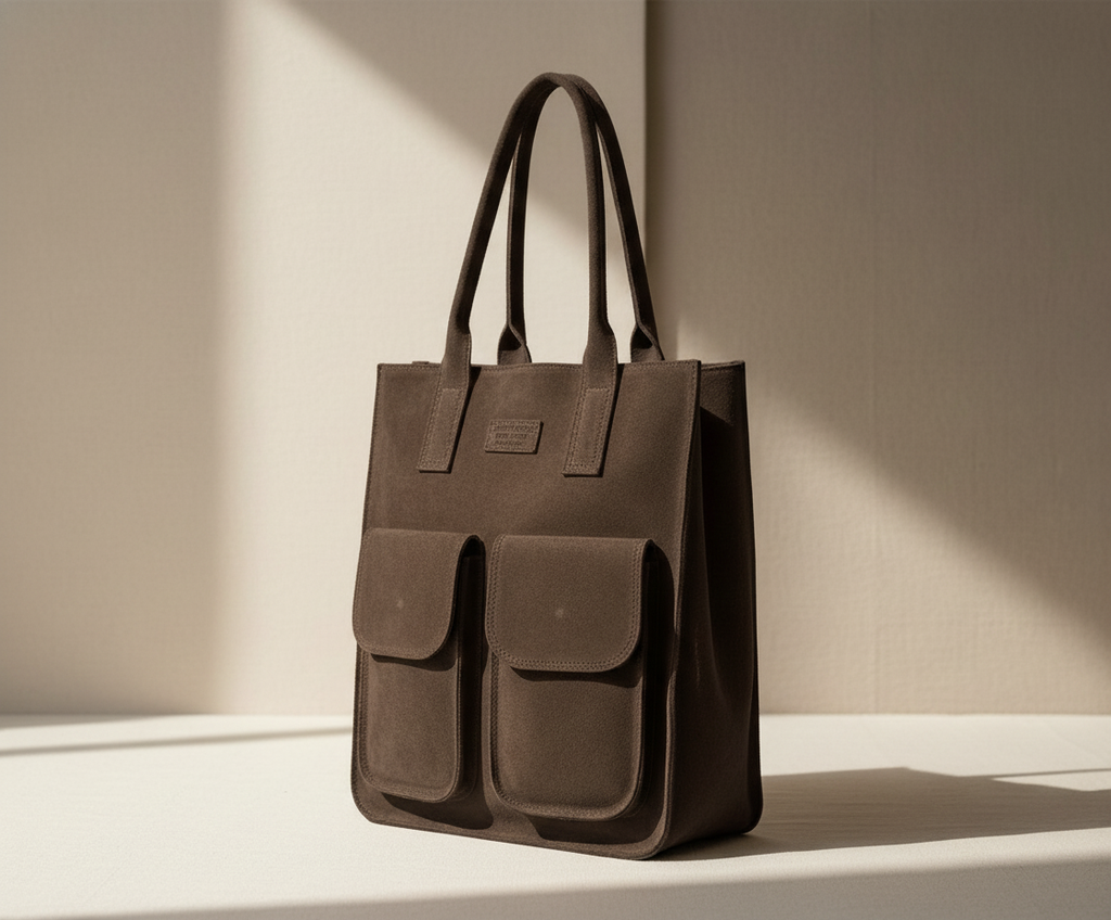 Porta Romana Bag –  Ampia Shopper (Testa di moro) in pelle scamosciata Made in Italy