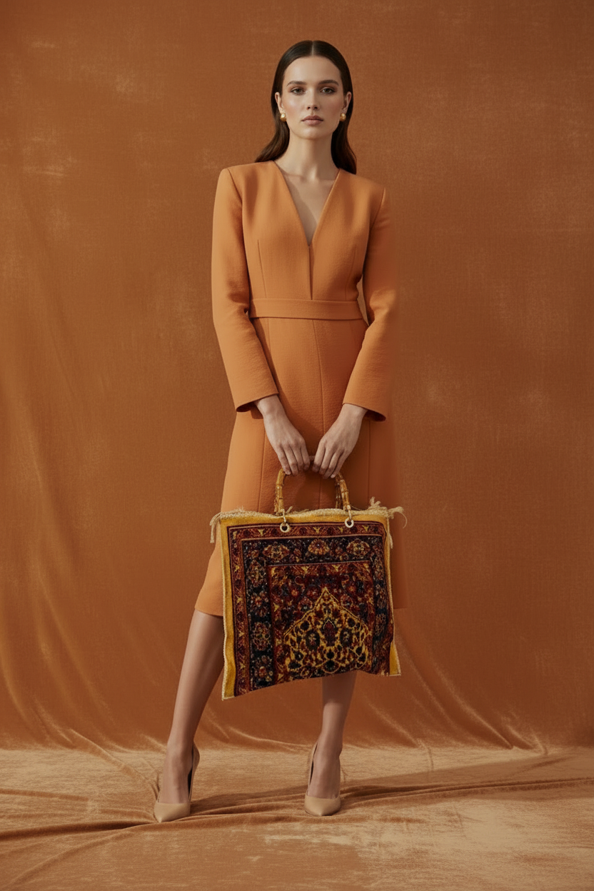 Limited Mood – Tote in tessuto effetto tappeto con dettagli gold