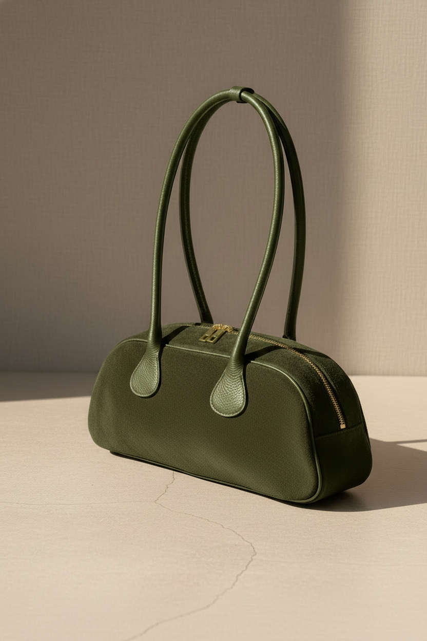 Mood Audace – Shoulder bag (Verde militare) in pelle e camoscio dal carattere deciso