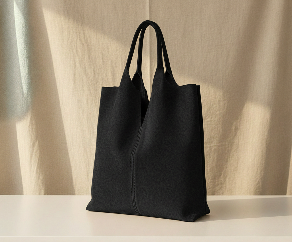 Mood NAVIGLI - Shopper NERA minimal in pelle scamosciata Made in Italy